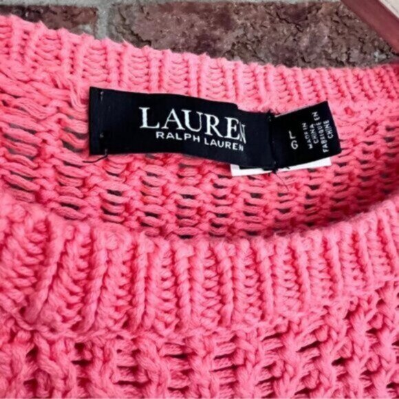 Lauren Ralph Lauren * Black Label Cotton  CABLE KNIT PULLOVER SWEATER  EUC L - Picture 11 of 11